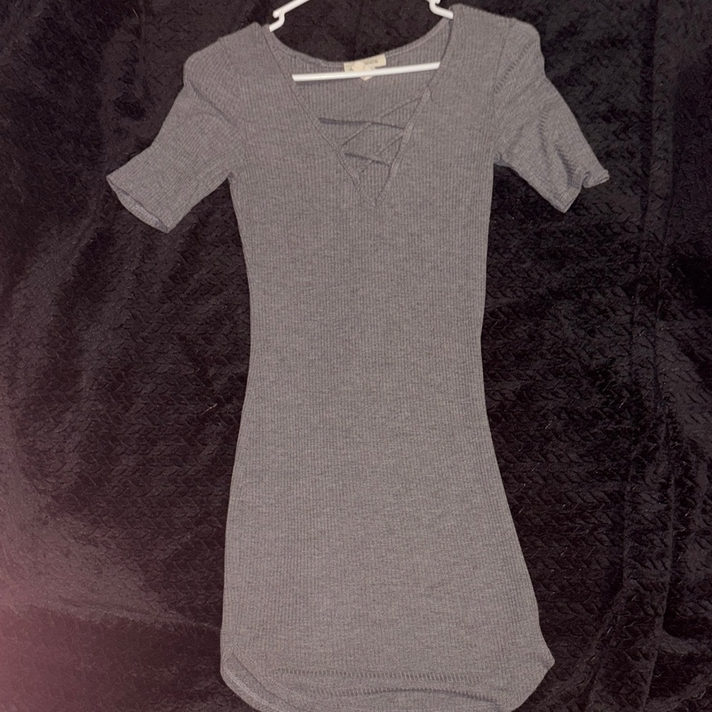 Gray Short Sleeve Dress